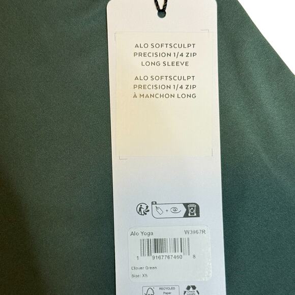 NWT Alo Yoga SoftSculpt Precision ¼ Zip Long Sleeve 🌿 XS Clover Green Sold Out - Picture 4 of 4